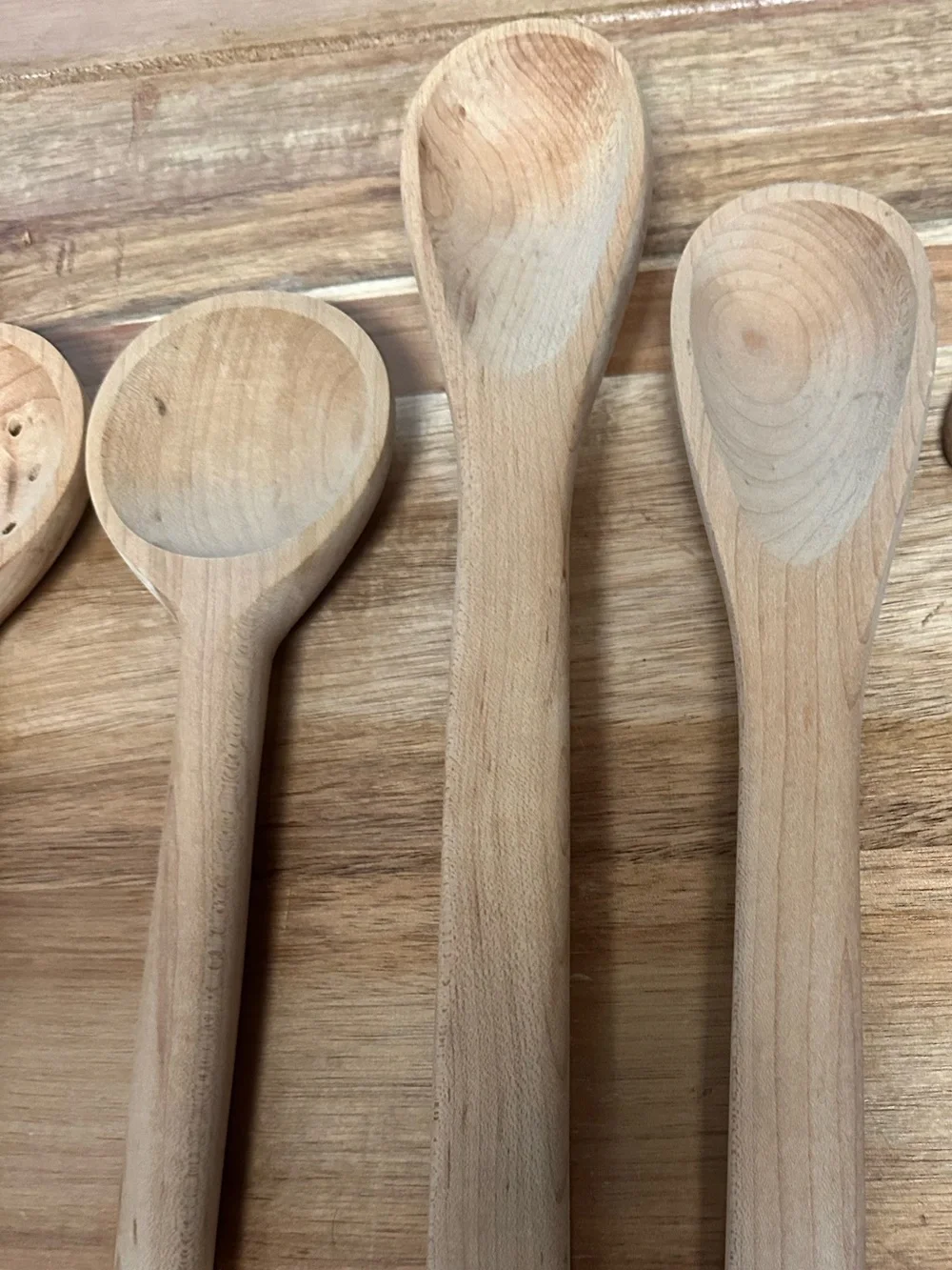 Authentic Lehman’s Natural Wooden Kitchen Serving Spoon Set - 5 Piece